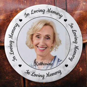 Custom Photo Marble In Loving Memory Memorial 6 Cm Round Badge