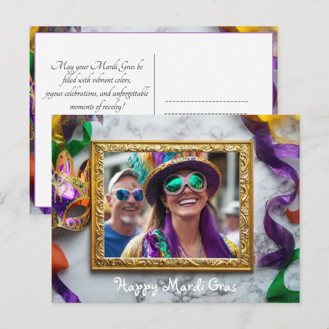 Custom photo Mardi Gras Bourbon Street Bonanza Postcard (Front/Back)