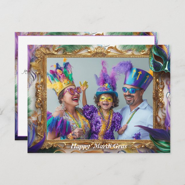 Custom photo Mardi Gras Magic  Postcard (Front/Back)