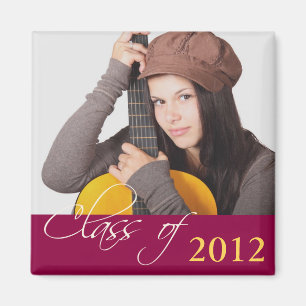 Custom photo maroon red class of school graduation magnet