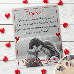 Custom Photo Marriage Proposal Will You Marry Me Jigsaw Puzzle