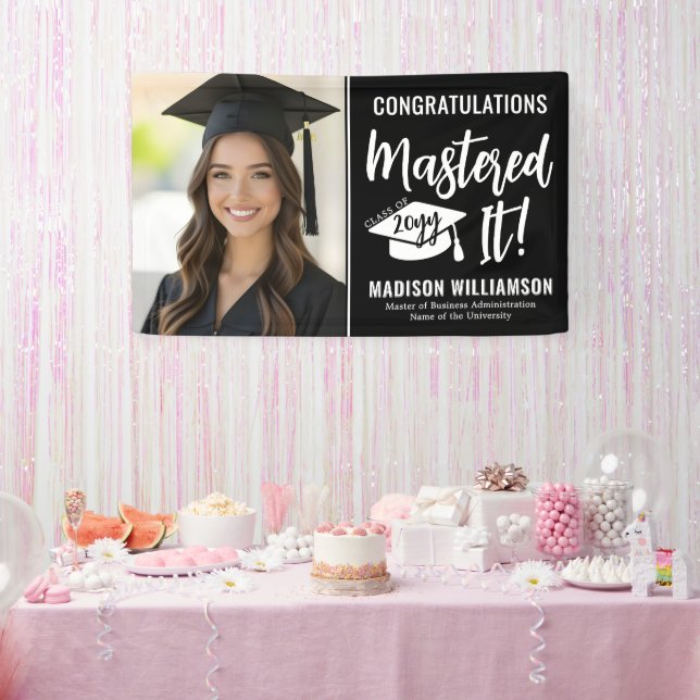 Custom Photo Masters Degree Graduation Mastered It Banner (Party)