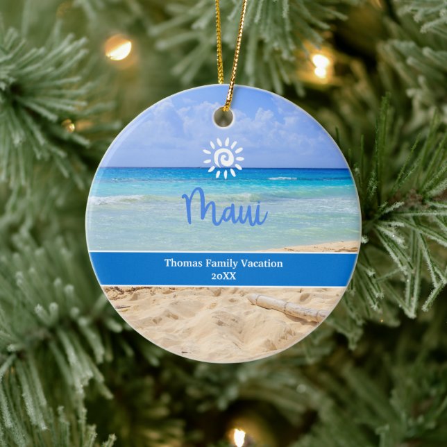 Custom Photo Maui Beach Ornament (Tree)