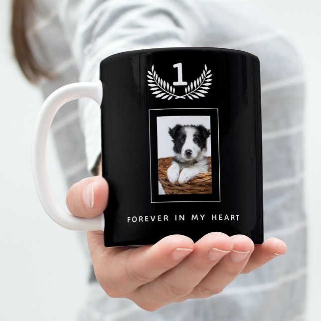 Custom photo memorial dog pet black coffee mug (Creator Uploaded)