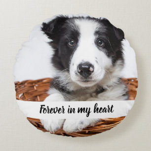 Custom photo memorial dog pet round cushion
