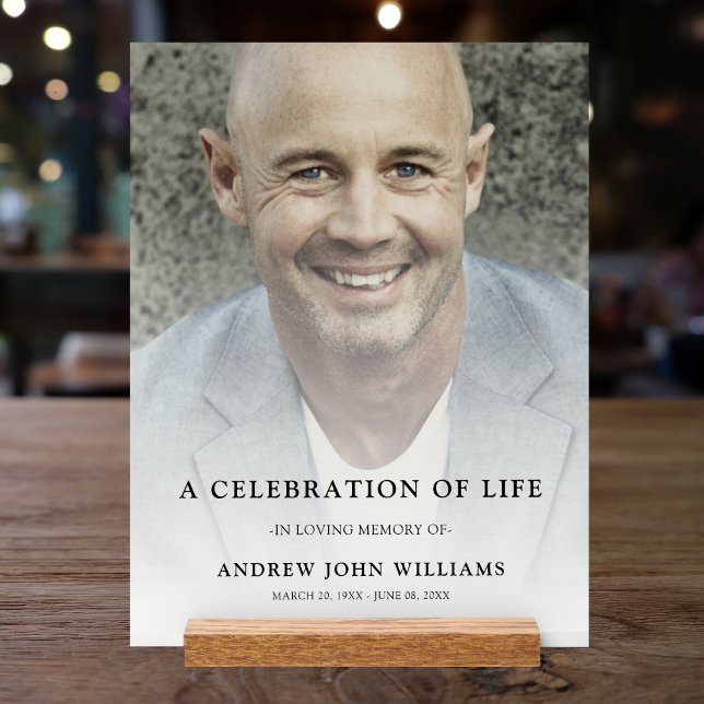 Custom Photo Memorial Funeral Tribute  Acrylic Sign (Photo Memorial Sign)