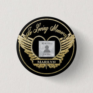 Custom Photo Memorial Heart 3 Cm Round Badge