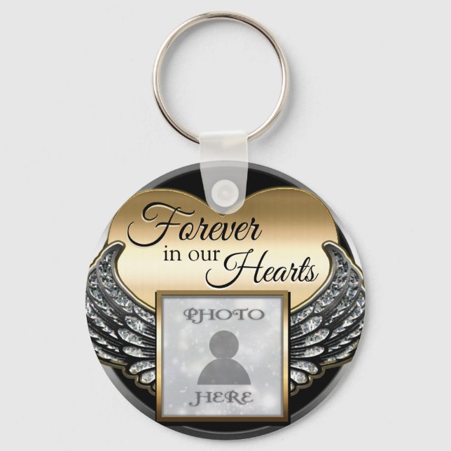Custom Photo Memorial Heart Key Ring (Front)