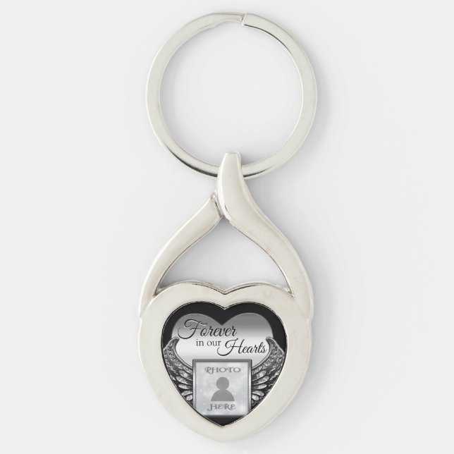 Custom Photo Memorial Heart Keychain (Front)