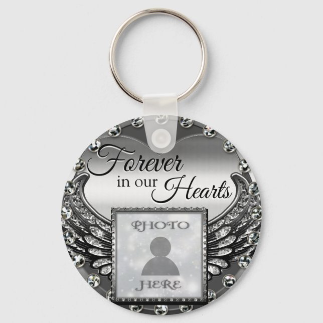 Custom Photo Memorial Heart Keychain (Front)