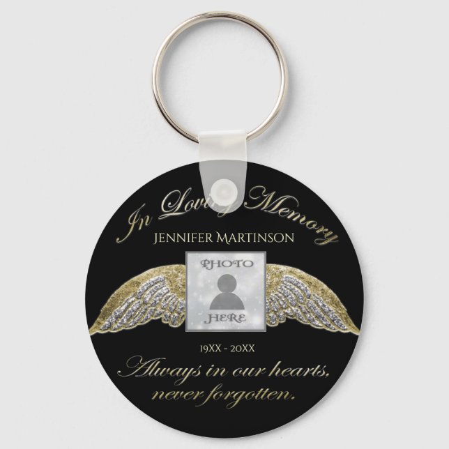 Custom Photo Memorial In Loving Memory Key Ring (Front)