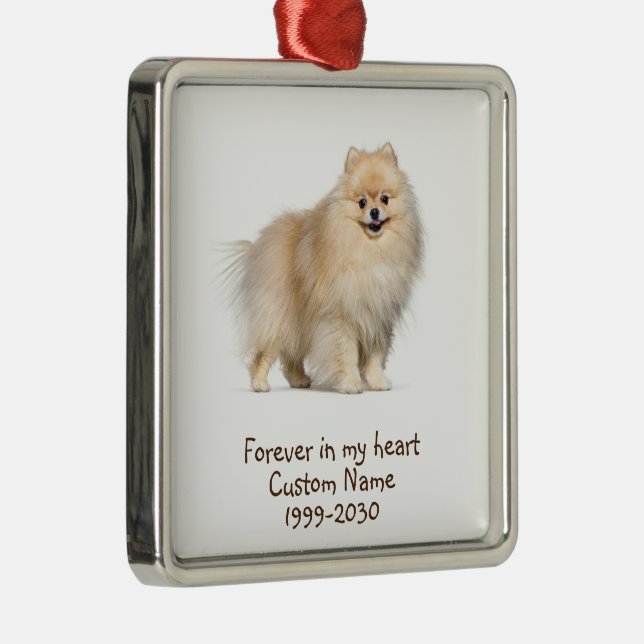 Custom Photo Memorial Keepsake  Dog Metal Ornament (Right)