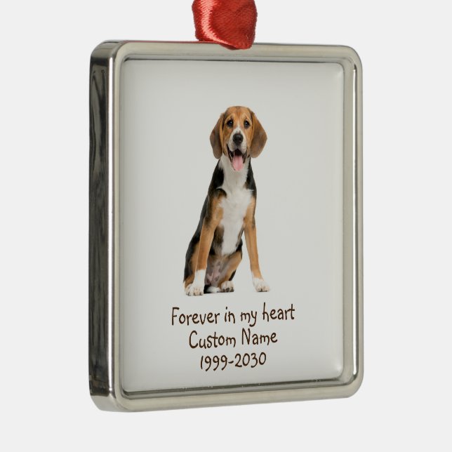 Custom Photo Memorial Keepsake  Dog Metal Ornament (Right)