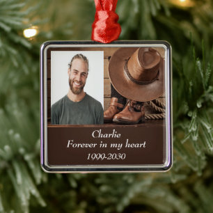 Custom Photo Memorial Keepsake Forever in my Heart Metal Ornament
