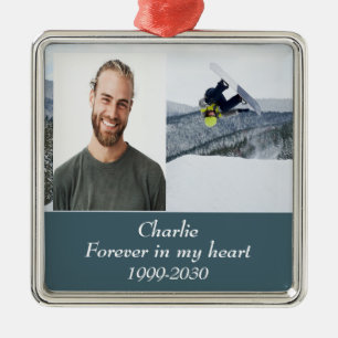 Custom Photo Memorial Keepsake Forever in my Heart Metal Ornament