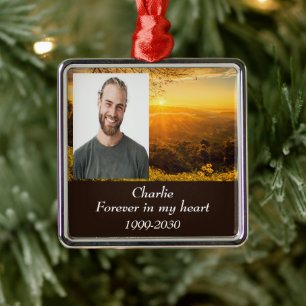 Custom Photo Memorial Keepsake Forever in my Heart Metal Ornament