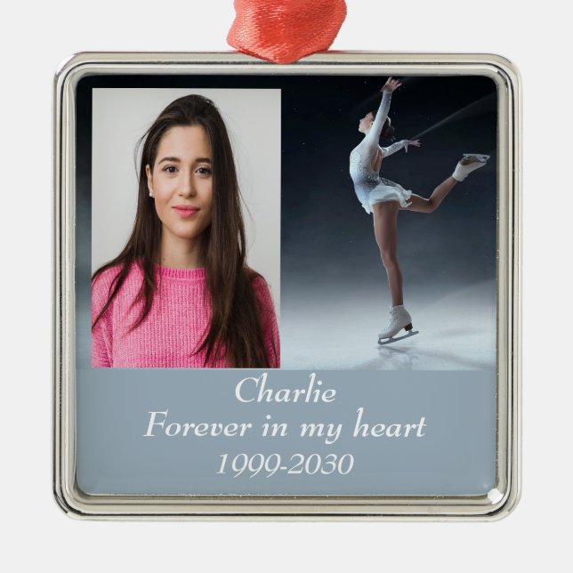 Custom Photo Memorial Keepsake Forever in my Heart Metal Ornament (Front)