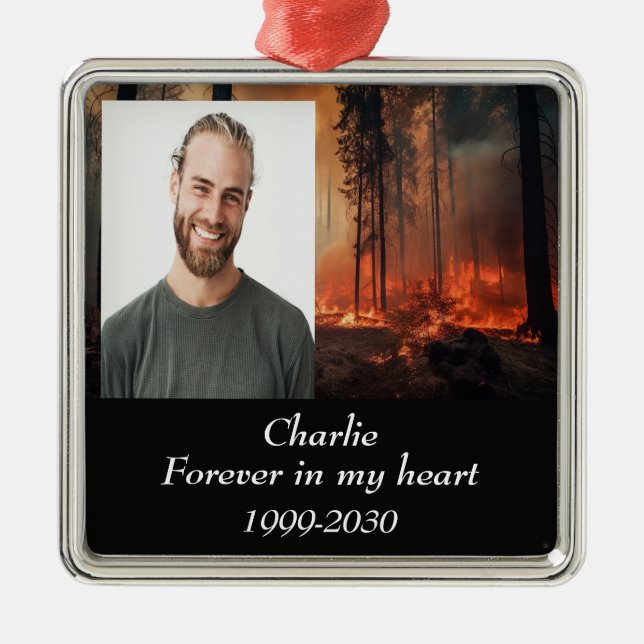 Custom Photo Memorial Keepsake Forever in my Heart Metal Ornament (Front)