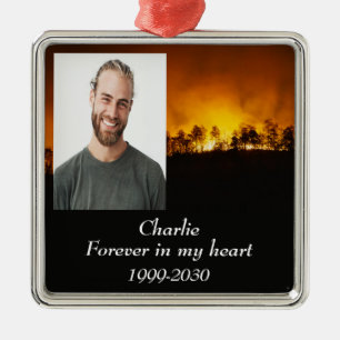 Custom Photo Memorial Keepsake Forever in my Heart Metal Ornament