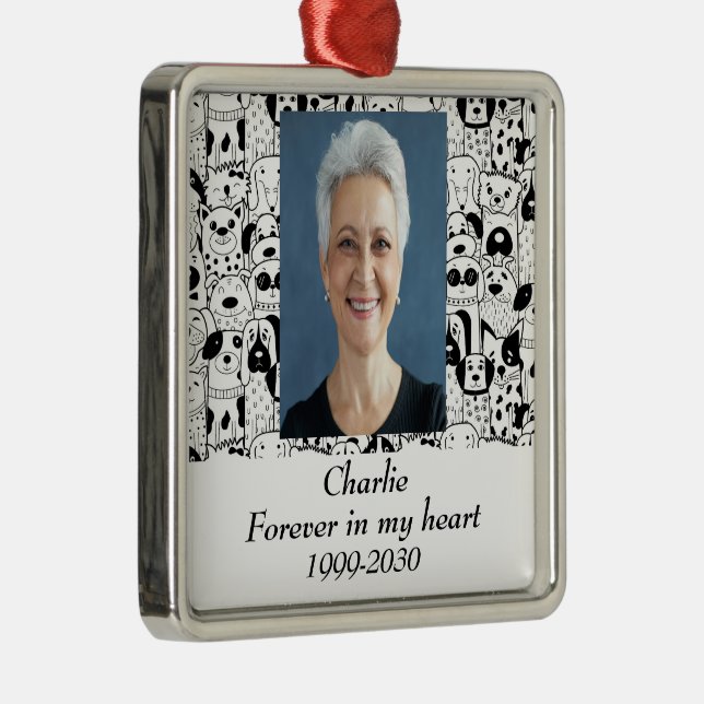 Custom Photo Memorial Keepsake Forever in my Heart Metal Ornament (Right)