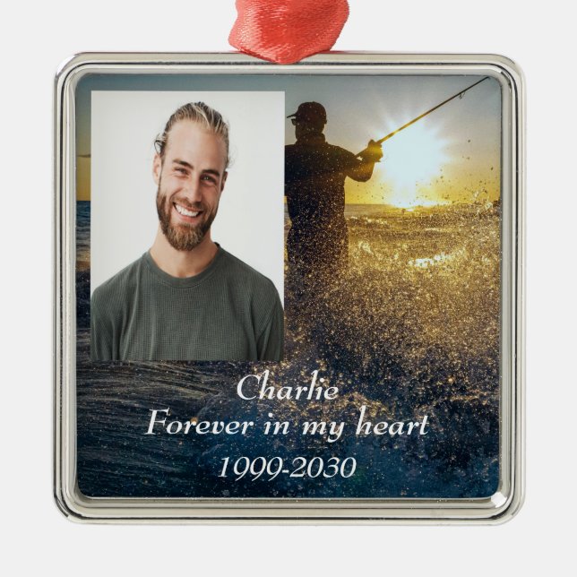 Custom Photo Memorial Keepsake Forever in my Heart Metal Ornament (Front)