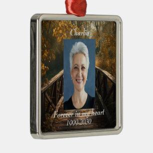 Custom Photo Memorial Keepsake Forever in my Heart Metal Ornament