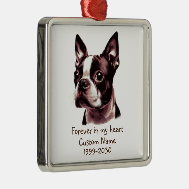 Custom Photo Memorial Keepsake Pet Dog   Metal Ornament (Right)