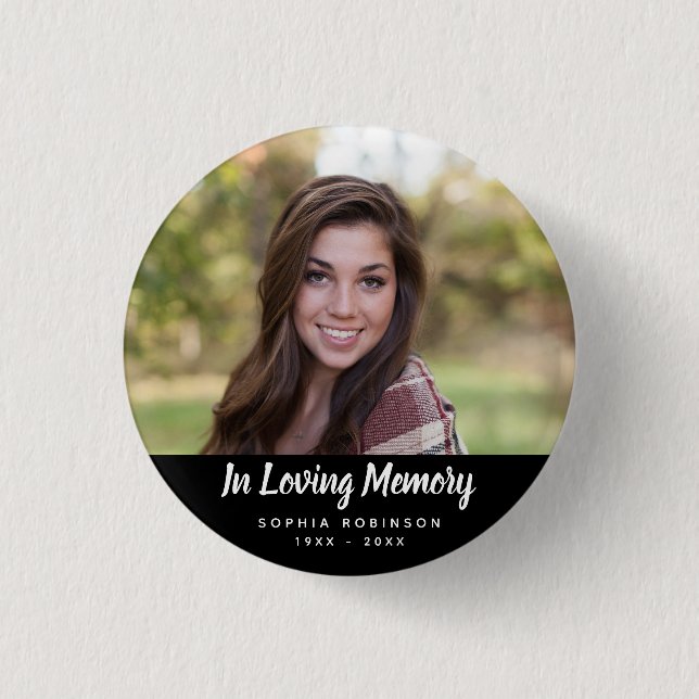 Custom Photo Memorial Tribute Funeral 3 Cm Round Badge (Front)