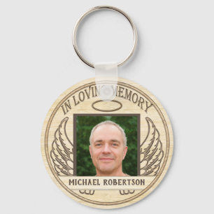 Custom Photo Memorial Wood Look Key Ring