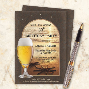 Custom Photo Men's Beer Birthday Party Invitation