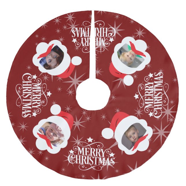 Custom Photo Merry Christmas Brushed Polyester Tree Skirt (Front)
