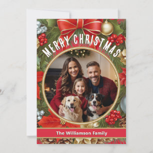 Custom Photo Merry Christmas Greeting Holiday Card