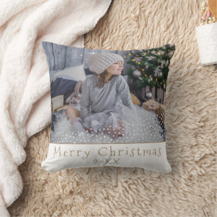 Custom Photo Merry Christmas Holiday Keepsake Cushion