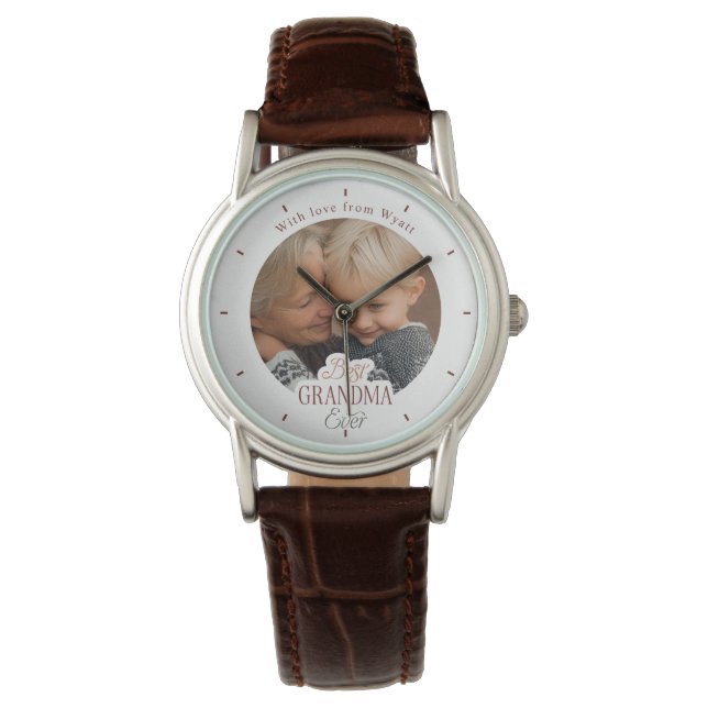 Custom Photo Message Best Grandma Ever Watch (Front)
