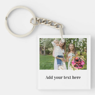 Custom Photo & Message Love Mum Floral Keychain