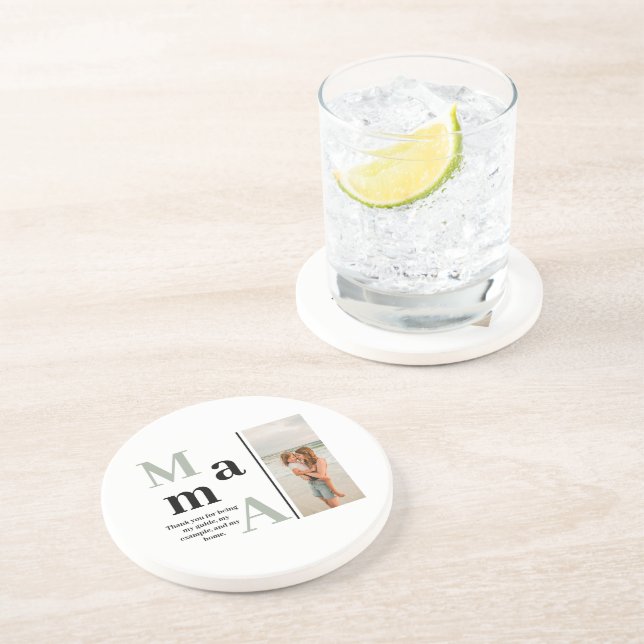 Custom Photo & Message Sandstone Coaster for Mama (Side)