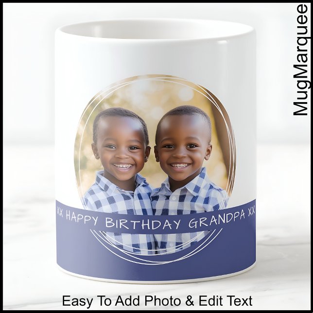 Custom Photo & Message White & Blue C49 Memory Coffee Mug (Creator Uploaded)