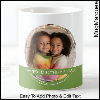 Custom Photo & Message White & Green C111 Memory Coffee Mug