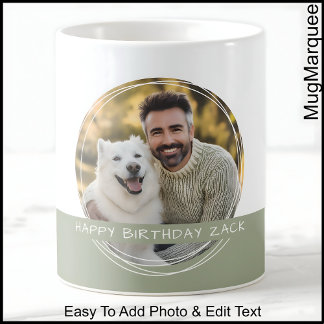 Custom Photo & Message White & Green C22 Memory Coffee Mug