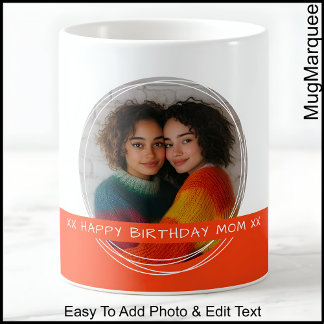 Custom Photo & Message White & Orange C101 Memory Coffee Mug