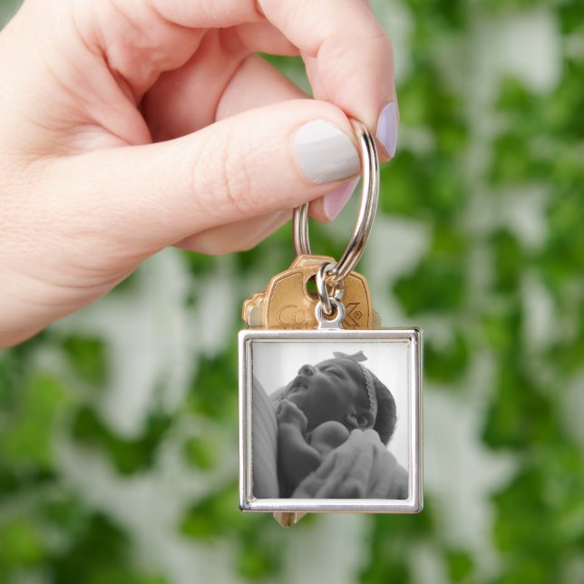  Custom Photo Metal Square Charm Key Ring (Hand)