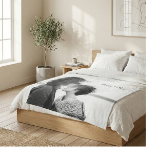 Custom Photo Minimalist Calligraphy Name Keepsake Fleece Blanket