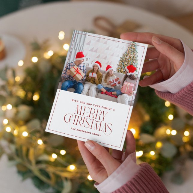 Custom Photo Minimalistic Merry Christmas Card (Creator Uploaded)
