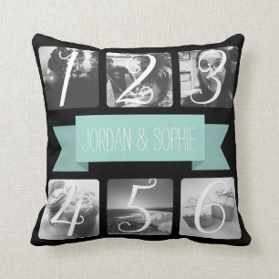Custom Photo Mint Banner Text Cushion