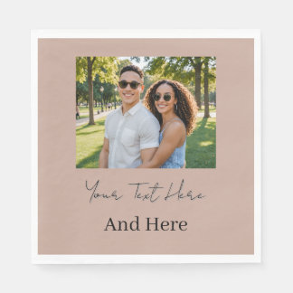 Custom Photo mocha brown engagement Party paper  Napkin