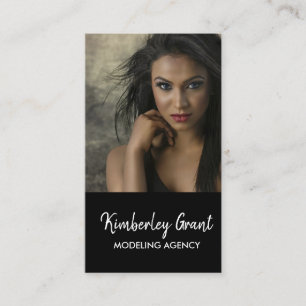 Custom photo modelling black business card