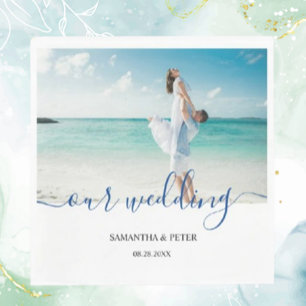 Custom Photo Modern Beach Wedding Guest Book Banner