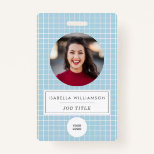 Custom Photo Modern Blue Professional Creative ID Badge