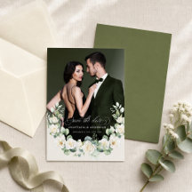 Custom Photo Modern Botanical Greenery Wedding
