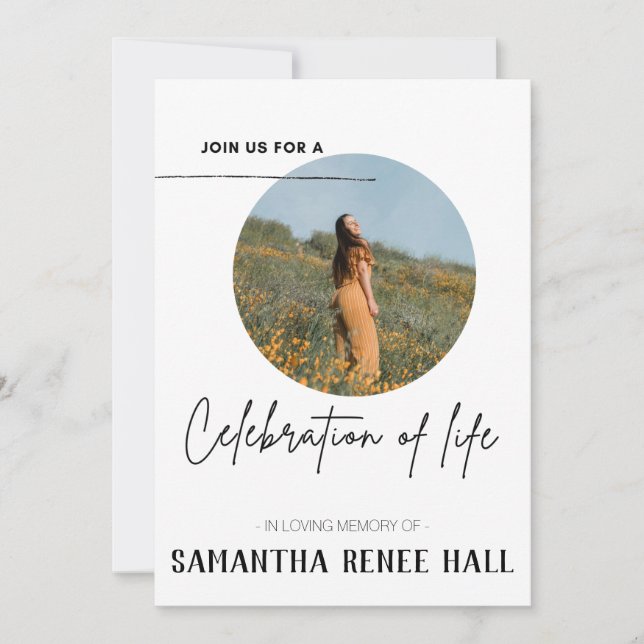 Custom Photo Modern Celebration of Life Invitation (Front)